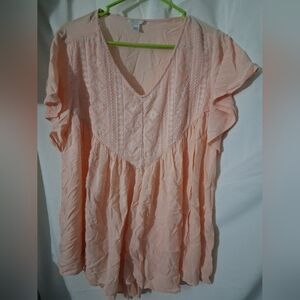 Elegant Women's Peach Blouse with Embroidery